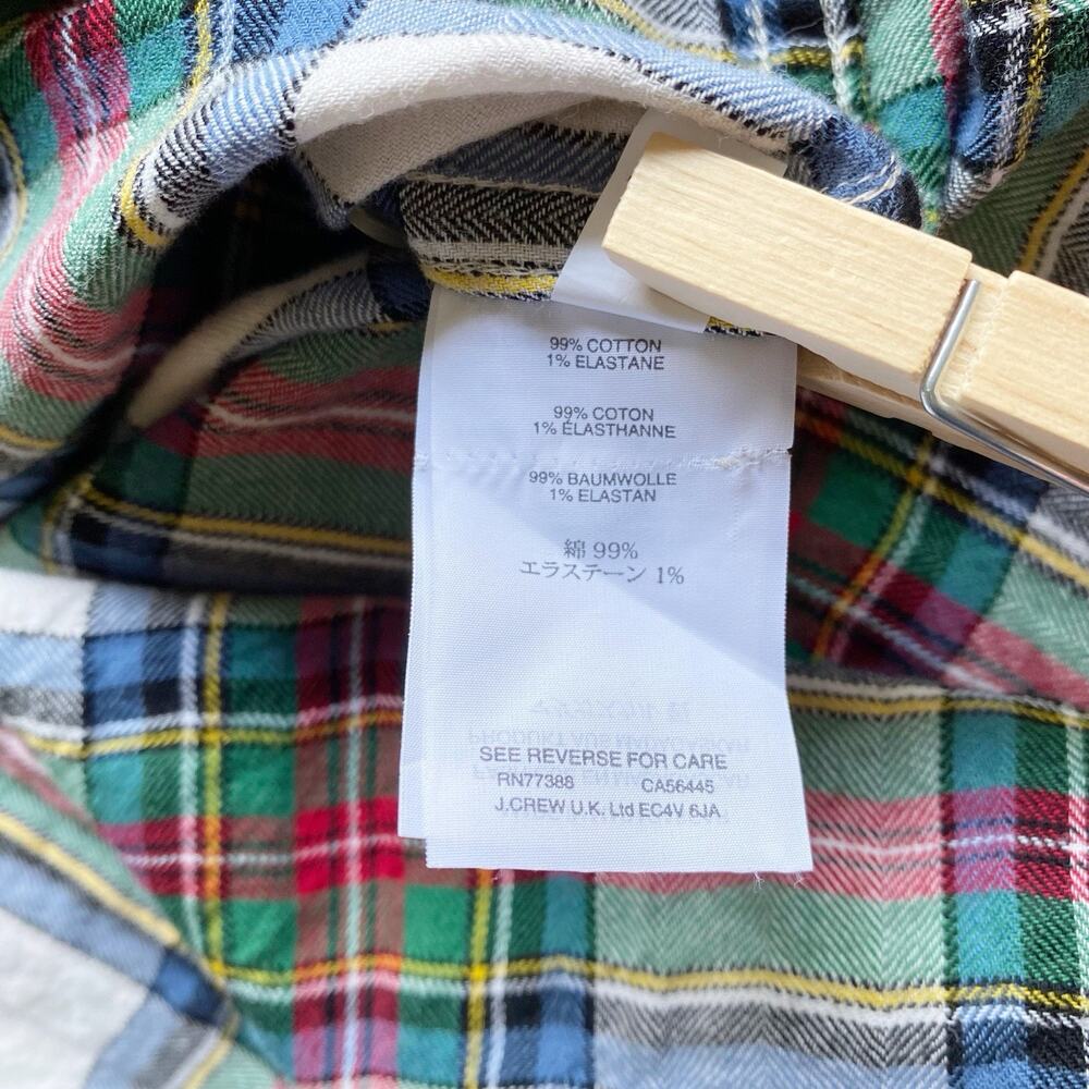 J.Crew Camp Shirt Womens 4 Green Blue Red Plaid Long Sleeve Button Up Pockets - Picture 7 of 9